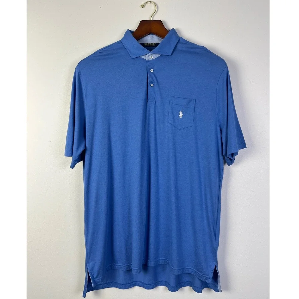 Polo Golf Preppy Ralph Lauren Soft Polo Shirt Golf Pocket Blue XXL